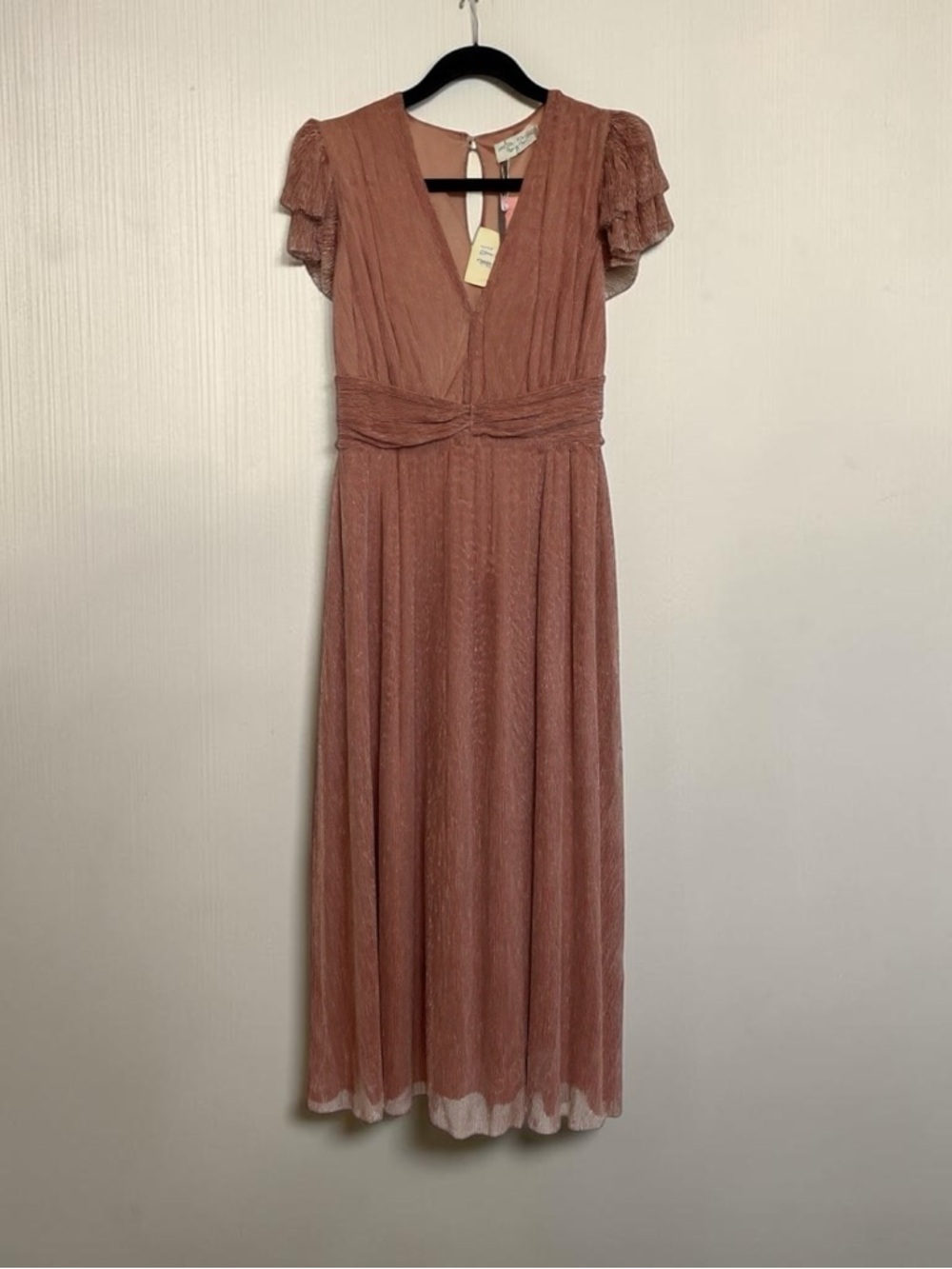 NWT Dusty Rose Gold V-Neck Dress
